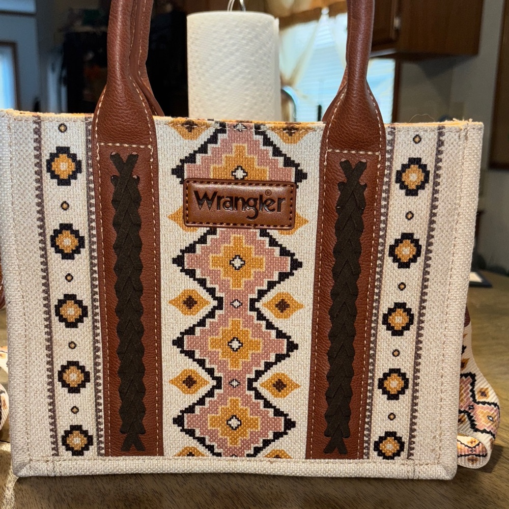 Wrangler Beige, Brown & Mustard Southwestern Tote